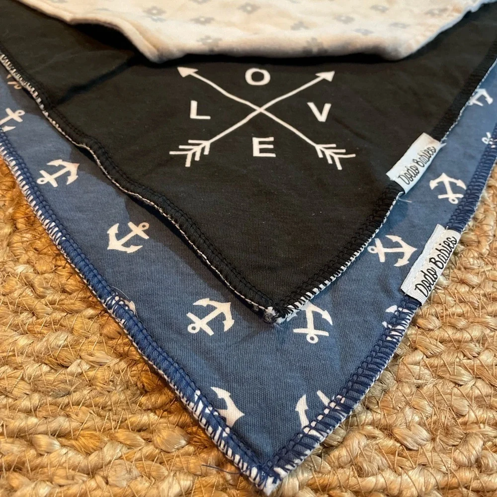 3 handkerchief style bibs